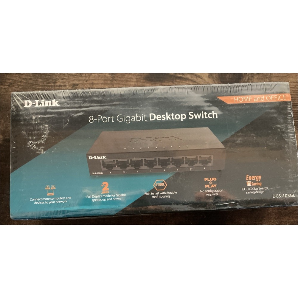 "D-Link DGS-108 8-Port Gigabit Ethernet Switch – Unmanaged, Brand New Sealed"